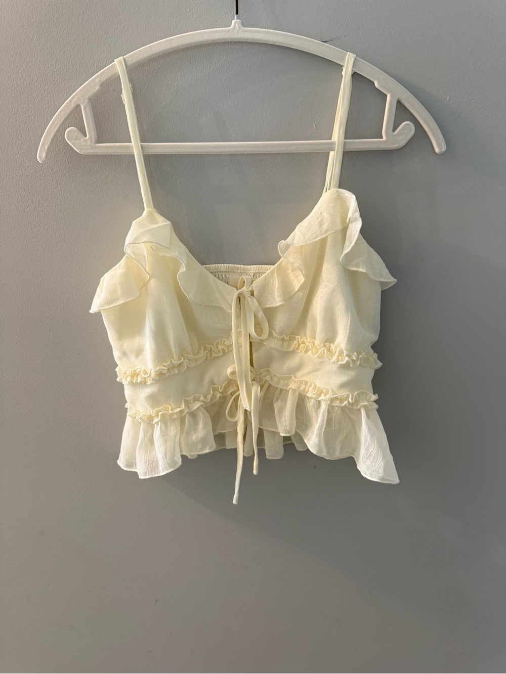 Free People Amanda Creamy Ruffled Tie-Front Camisole Top, NWT